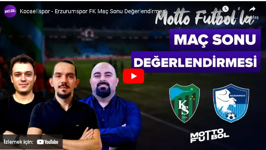 Kocaelispor – Erzurumspor FK Maç Sonu Değerlendirmesi 23 Ağustos 2024 | Motto Futbol