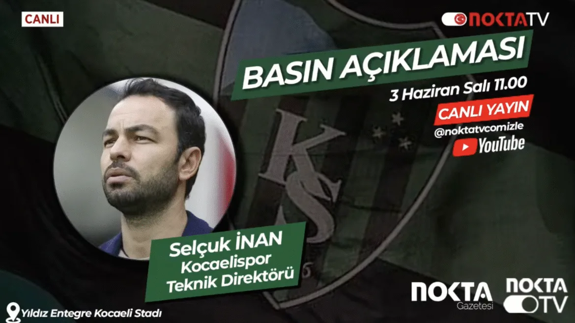 Kocaelispor Teknik Direktörü Selçuk İnan İmza Töreni 3 Haziran 2025 | Nokta TV